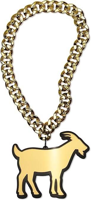 TrophySmack GOAT Silouette Turnover Chain - Chrome Gold & Black Acrylic (Greatest of All Time)
