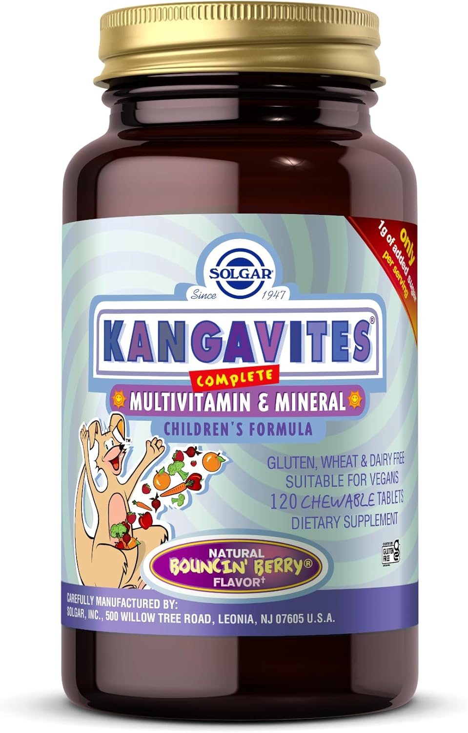 Solgar Kangavites Bouncing Berry Complete Multivitamin and Mineral Formula Chewable Tablets - Pack of 120-28 Active Ingredients - Supports a Healthy Lifestyle - Vegan and Gluten Free
