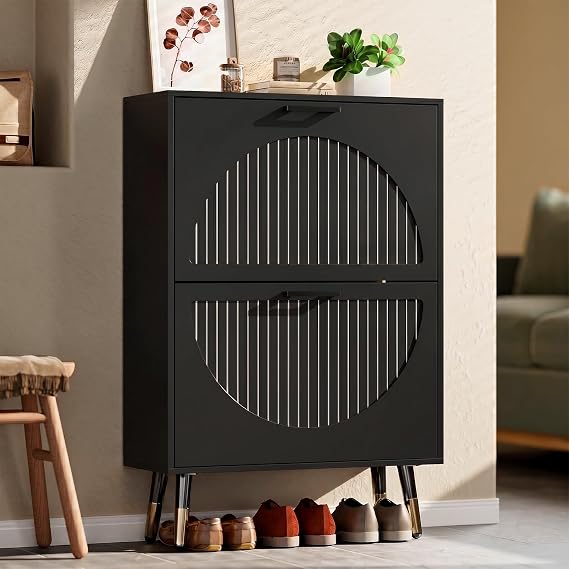 Farmhouse Shoe Cabinet Storage for Entryway, Slim Hidden Shoe Rack Cabinet