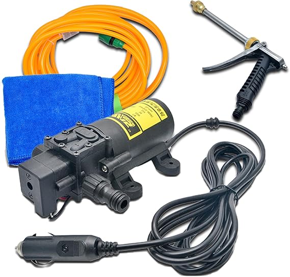 12V 80W Water Pump Nozzle Spray, Car Portable Pressure Washer Power Pump Wash kit, for Home Garden Vehicles Pet Cleaning