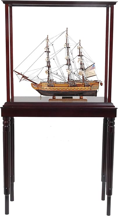 Old Modern Handicrafts USS Constitution Small Ship Model with Display Case - Fully Assembled Model Ship - Exquisite Scale Model for Home &Office - 26.5L x11W x49.75H inches