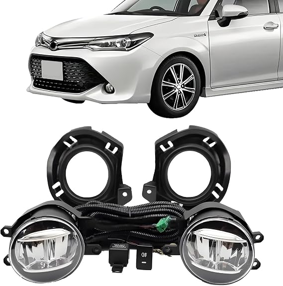 Front Bumper Fog Light Kit Assembly Compatible With Toyota Axio Fielder 2016-2018, Left Right Pair OE Replacement Fog Lamp
