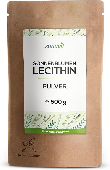Sunflower Lecithin Powder 500 g Pure Lecithin High Bioavailability Powder for Cooking & Baking Vegan
