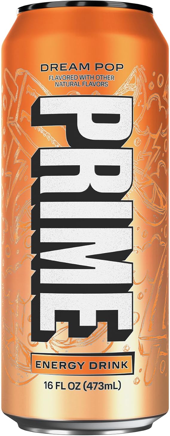 PRIME Energy DREAMPOP, Sugar Free Energy Drink, 200mg Caffeine and 355mg of Electrolytes for Hydration, Low Calorie, Vegan, Gluten Free, 16 Fluid Ounce Can