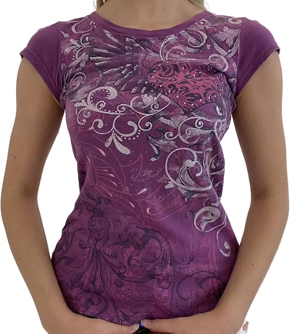 Womens Fairy Grunge T-Shirt Top Short Sleeve Crew Neck Vintage Letter Print Crop Top Y2K Graphic Baby Tee