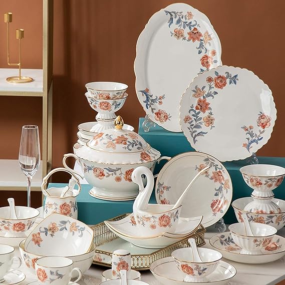 Tabletop Dinner Setskitchen Tableware Set,Ceramics Dinner Sets,58 Pieces High-Grade Bone China Dinnerware Set