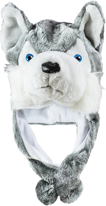 Super Z Outlet Cute Plush Animal Hat Winter Warm Winter Fashion Clothing Accessories (Husky/Wolf-Short) Grey