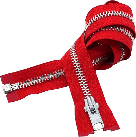 YKK #10 10 Inch to 36 Inch Aluminum Separating Jacket Zipper Extra Heavy Duty Metal Zippers for Sewing Coats Crafts (Red - 519, 27 Inches)