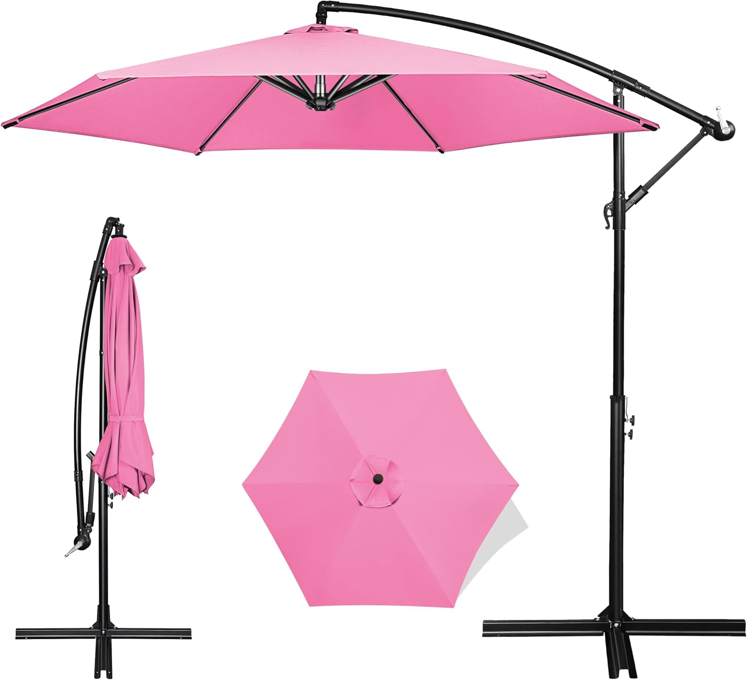 FRUITEAM Offset Patio Umbrella, 10 FT Heavy Duty Cantilever Outdoor Umbrella with High-Strength Frame & Infinite Tilt, All-Weather UV Protection Sun Shade for Poolside, Garden, Backyard