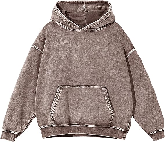 Ogfao Mens Oversized Hoodie Acid Wash Hoodies Women Vintage Sweatshirt Heavyweight Cotton Unisex Retro Pullover Streetwear