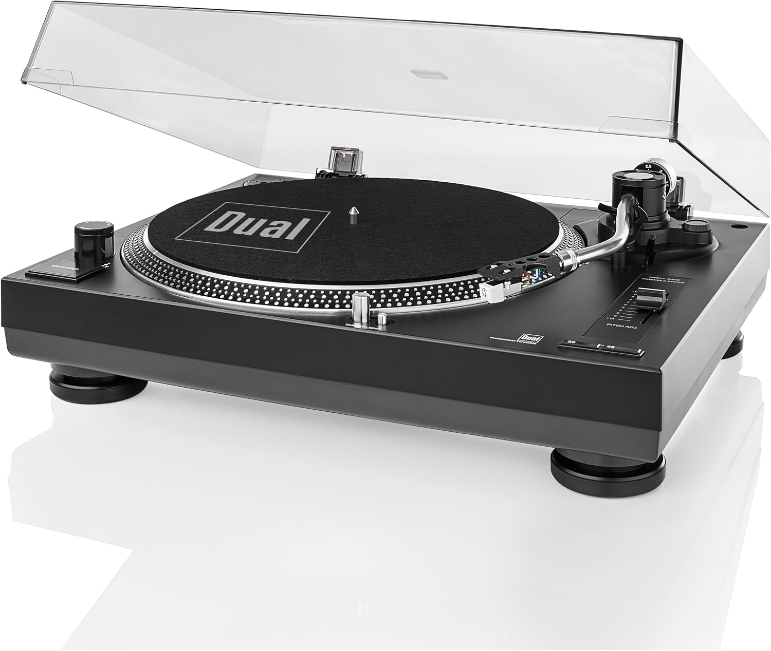 Dual DTJ 301.1 USB DJ Turntable (33/45 RPM Pitch Control Magnetic Pickup System Pin Lights USB Cable) Black
