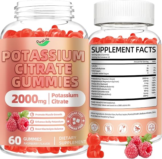Potassium Citrate Gummies, 2000mg Potassium Supplement for Adults