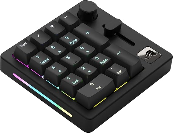 GLORIOUS GMMK Macro Pad - Black Mechanical Numpad - 10 Key USB Keypad - Hotswap, Programmable Volume Knob, RGB Backlit, Wired & Wireless Bluetooth- Gaming Keyboard Number Pad | Modular Bluetooth Keyboard, Fox Hot Swap Linear Switches, Aluminum Body, RGB Lighting, Long Battery