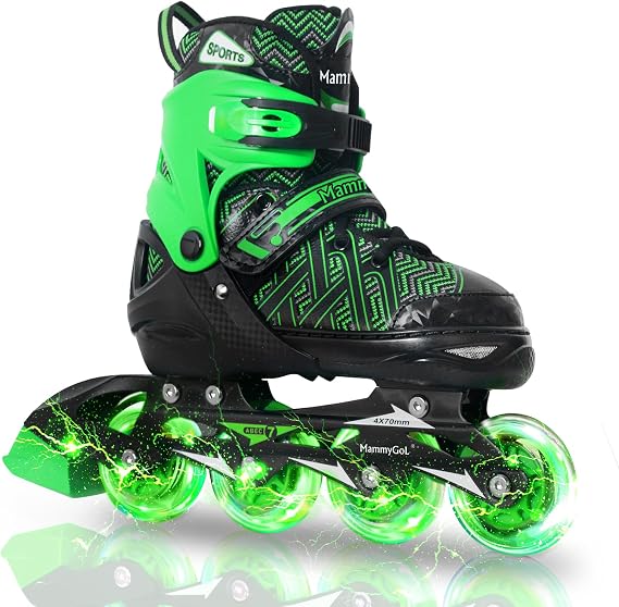 MammyGol Kids Inline Skates Boy or Girls Adjustable Skates with Illuminating Wheels Roller Skates for Beginners