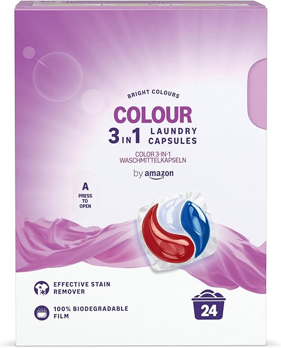 by Amazon Colour Laundry Capsules 3-in-1, 24 Washes