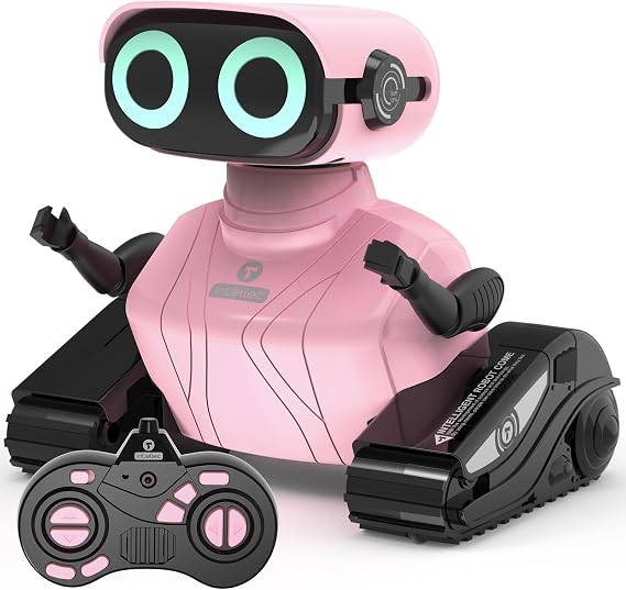 GILOBABY Remote Control Robot Toy for Girls 3-5, Pink | 2.4GHz Remote Control, One-Touch Auto Demo, Flashing LED Eyes & Dance, 360 Spinning Moves, Ideal Gift for Kids 3-5