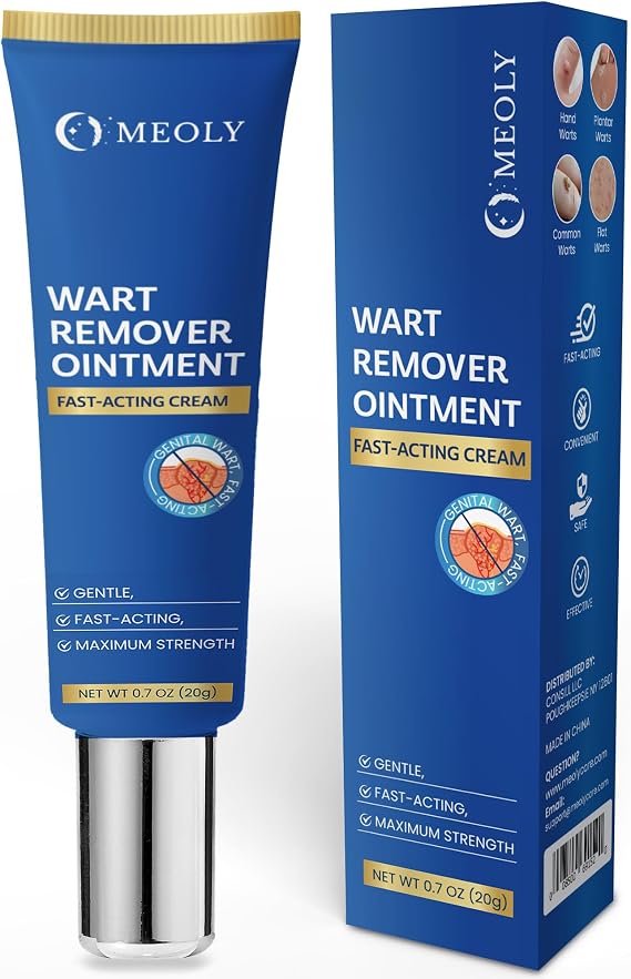 MEOLY Fast-Acting Wart Remover Cream: Salicylic Acid Wart Remover for Men Women - Wart Removal for Plantar Wart, Genital Wart, H Warts, Common Wart, Flat Wart, Corn, 20g