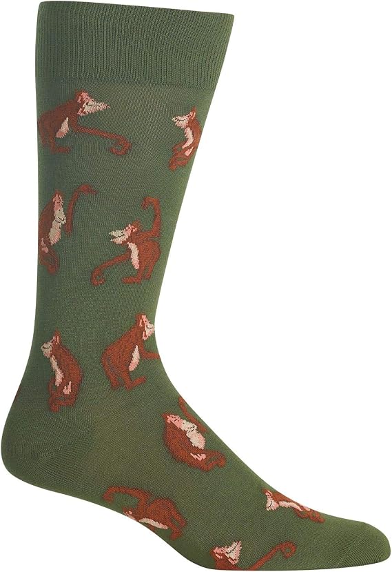 Men's Orangutans Crew Socks Olive