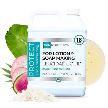 Skin Perfection Leucidal Liquid - Natural Radish Root Preservative for Lotion Making Alternative with Vitamin C Serum & Hyaluronic Acid Body Lotion Water-Soluble DIY Skincare Serums Creams 16oz
