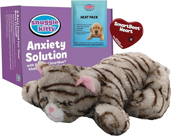 Smart Pets Love Snuggle Kitty Behavioral Aid Toy for Pets, Tan Tiger