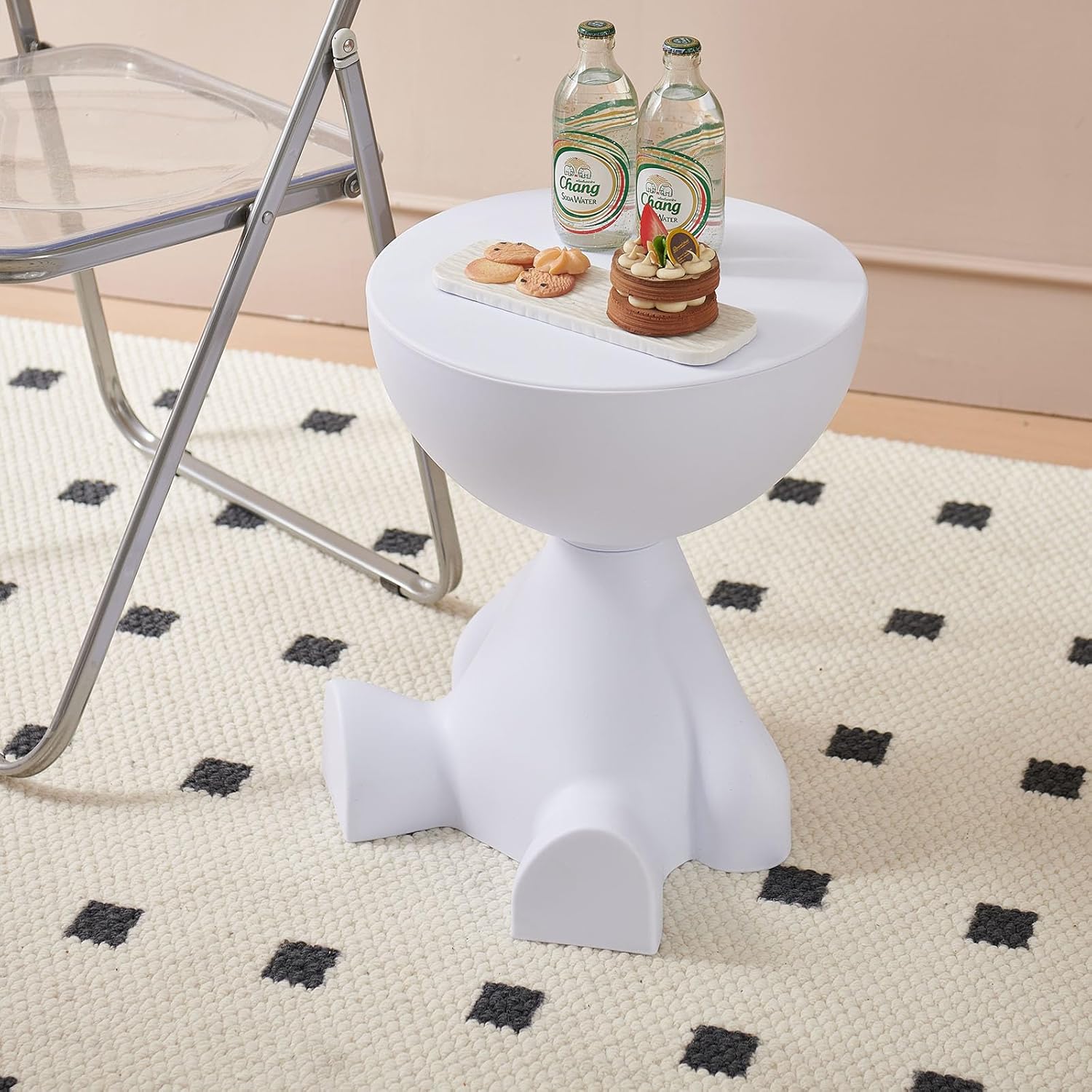 Mini Side Table,Mini Circle Coffee Tables,Cute Sofa End Table Nightstand,Small Tables Accent Living Room Bedroom Balcony Office,Modern Bedside Home Decor for Living Room,House,Small Spaces (White)