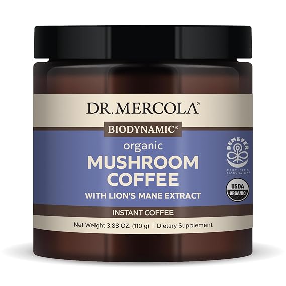 Dr. Mercola Mushroom Coffee with Lion's Mane Extract, 3.88 oz (20 Servings)