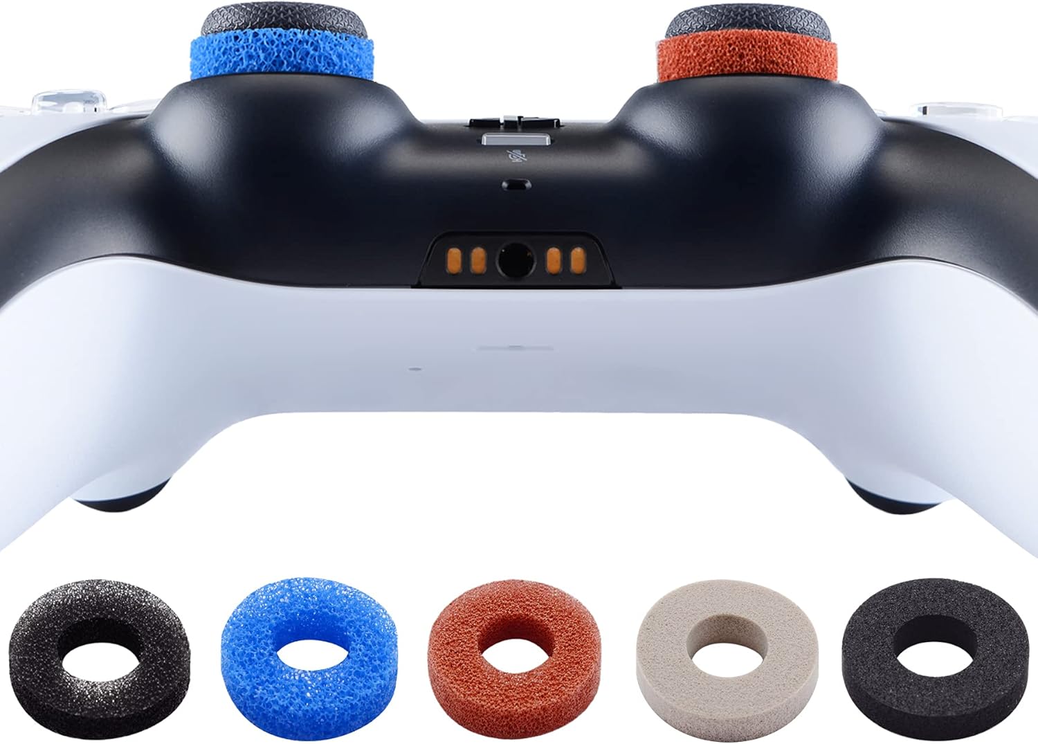 PlayVital 5 Pairs Aim Assist Target Motion Control Precision Rings for PS5, for PS4, Xbox Series XS, Xbox One, Xbox 360, Switch Pro Controller - 5 Colors 3 Different Strength
