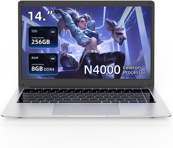 11.6'' Windows Laptop,Pink mini Laptop,Celeron N4000 Processor, 8 GB RAM, 256 GB Storage,11.6-inch HD Display, Windows 11, Laptop for Entertainment or Student use (Z141-N4000-silver-8+256)