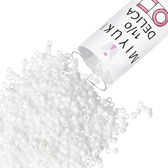 Miyuki Delica Seed Beads Size 11/0 (1.6 mm), DB0200, Opaque Chalk White, 7.2 g, Approx. 1440 Beads, Made in Japan