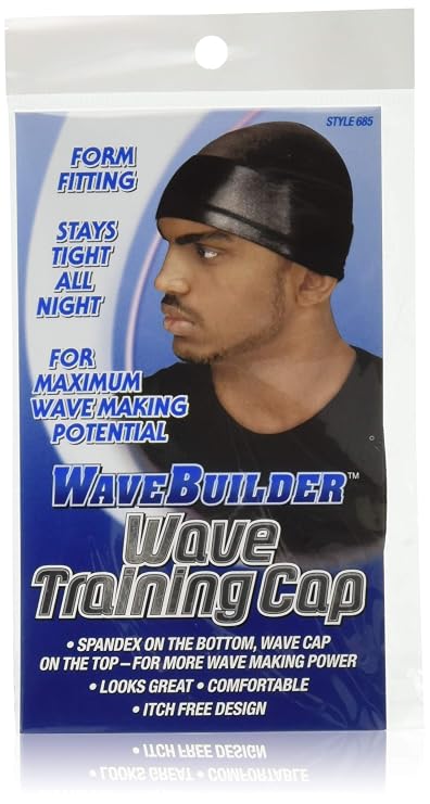 WAVEBUILDER Wave Training Cap, Black, 3-Pack