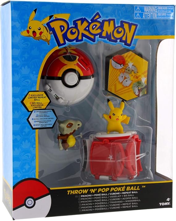 Pokemon Throw 'n' Pop Pokeball Pikachu & Poke Ball / Cubone & Repeat Ball Figure Set
