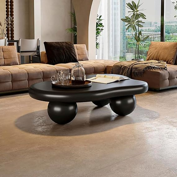 46.06" Irregular Cloud Coffee Table with 3 Ball Legs for Living Room
