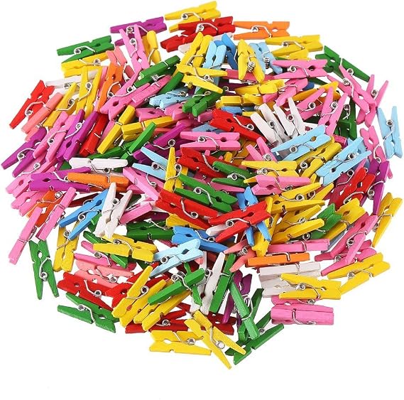 DECORA 2.5cm Multicolor Wood Mini Clothespin 72 Pieces in One Package