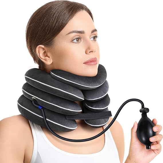 AUVON Inflatable Neck Stretcher with Chin-Up for Effective Neck Pain Relief
