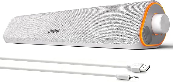 SOULION R50 Bluetooth Computer Speakers, USB Powered & 3.5 Aux White