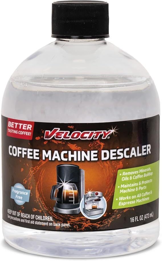 Velocity Coffee Machine Cleaner and Descaler, 4 Uses Per Bottle, Deep Clean