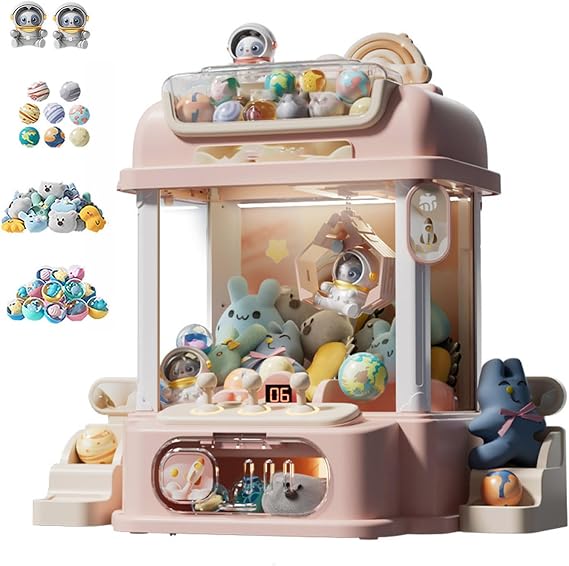 ufo Catcher Toy,Remote Controllable Ufo Catcher Toy,2 Panda Dolls 8 Planet Dolls,25 Dolls,20 Capsules,Crane Game Toy Crane Game Ufo Catcher Crane Game 4-7 Years,8-12 Years Old Boy and Girl