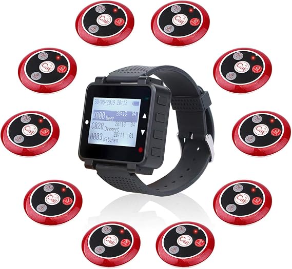 Retekess T128 Restaurant Pager System, Wireless Call System, 10 Buttons