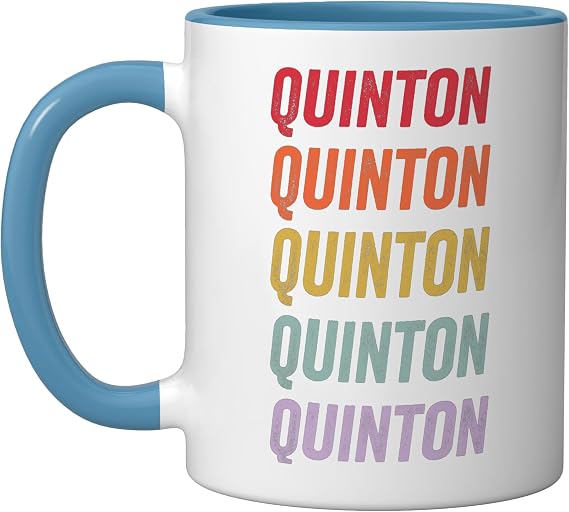 quinton Ceramic Mug, Blue/White