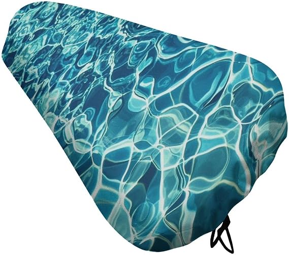 Blue Aqua Pool Water Bike Seat Cover Waterproof Bicycle Seat Cushion Cover with Drawstring Durable Outdoor Protection Bicycle Seat Protectors for City Mountain Road Bike