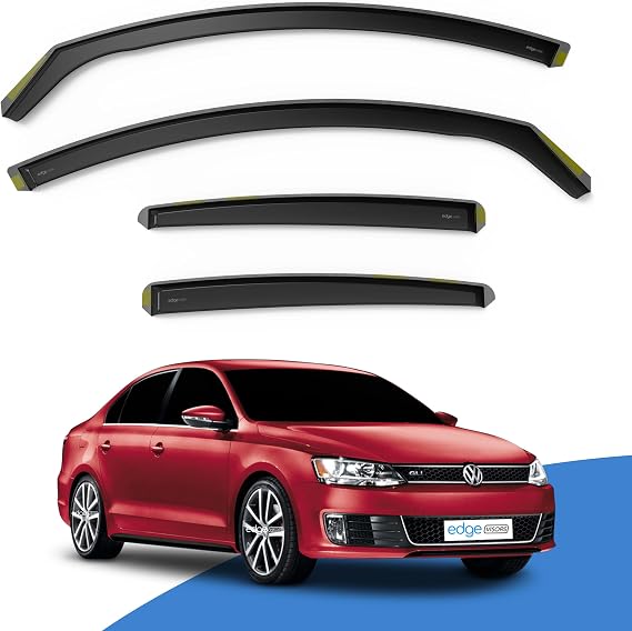 EdgeVisors Wind Deflectors for Volkswagen VW Jetta MK6 4 Door Saloon (2011-2018) 4pc Set | In-Channel Rain Guards & Accessories