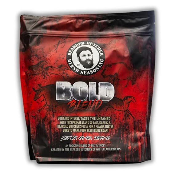 Bearded Butchers Bold Blend, 64 oz Bulk Bag Primal Salt, Garlic & Spice Blend for Steaks, Burgers, Roasts, Game Meats, Fries No MSG, Gluten-Free, No Sugar, Ideal for Meals