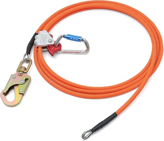 8ft Steel Wire Core Flipline, 3300Lbs Arborist Positioning Lanyard Kit