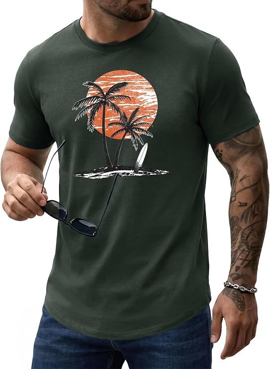 Comdecevis Men's Casual Graphic Tees Regular Fit Vintage Shirts