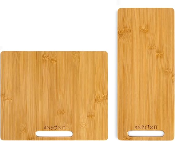 ANBOXIT Appliance Slider, Wide - Small & Deep - Small, Bamboo Sliding Tray for Coffee Maker, Kitchen Countertop Appliance Rolling Tray, Coffee Pot Slider Tray with Rubber Wheels