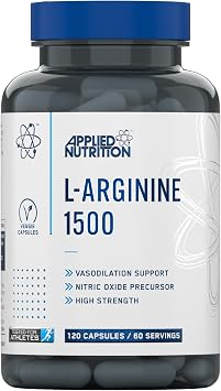 Applied Nutrition L-Arginine Capsules - 1500mg High Strength L Arginine Per Serving, Nitric Oxide Booster for Workout & Performance 60 Servings