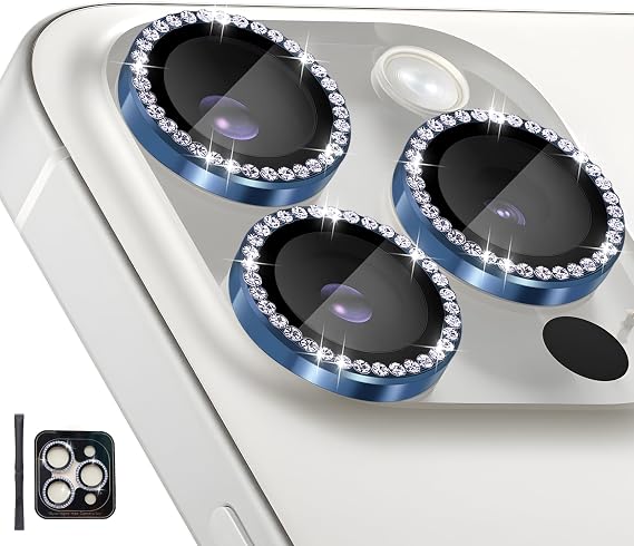 Camera Protector for iPhone 15 Pro/15 Pro Max, Diamond Dark Blue
