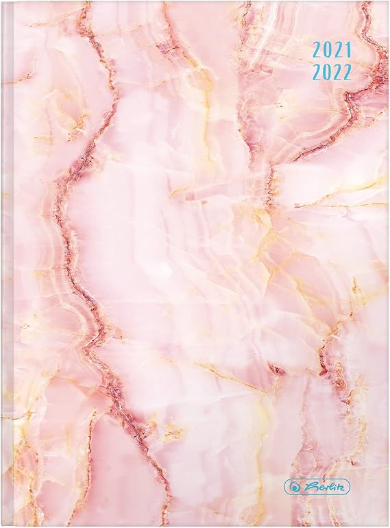 Herlitz 50034826 School Calendar 2021/2022 Basic A5 Motif: Marble Rose Pack of 1