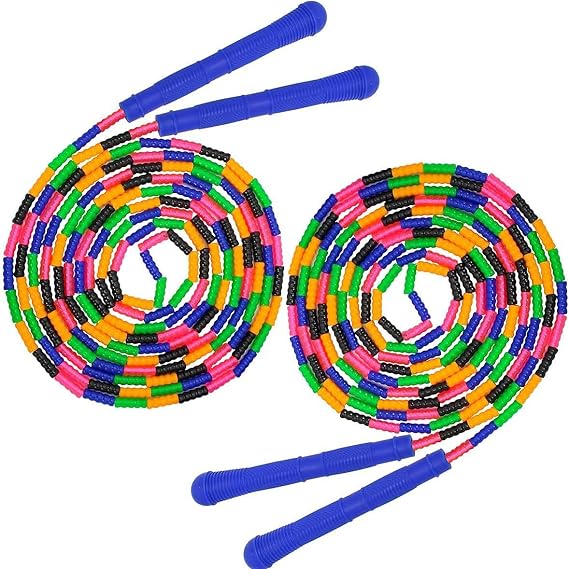 Coolrunner 16 FT Long Jump Rope(2 PACK), Double Dutch Jump Ropes, Soft Beaded Skipping for Kids Adults, Plastic Segmented Long Enough for 4-5 Jumpers