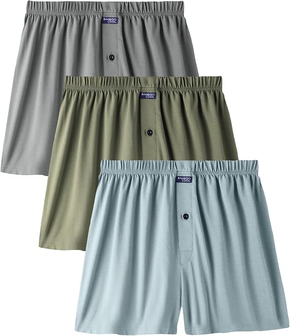 BAMBOO COOL Men's Boxer Shorts, Soft Breathable Underwear with Button Fly | Refined boxers with a fabric-covered stretch waistband, branded woven label, button fly and durable flat-seam stitching.